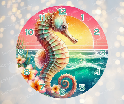 Summer Seahorse #1 Digital Sublimation Clock Design