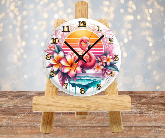 Summer Flamingos #1 Digital Sublimation Clock Design