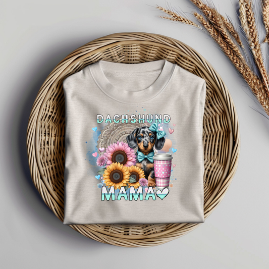 Dachshund Mama Pink/Aqua Digital DTF Transfer PNG Image
