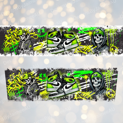 Graffiti Styled Skeleton- Digital 20oz Tumbler with Handle Wrap Design