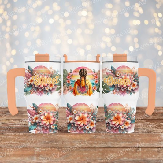 Sunset Chaser - Digital 20oz Tumbler with Handle Wrap Design