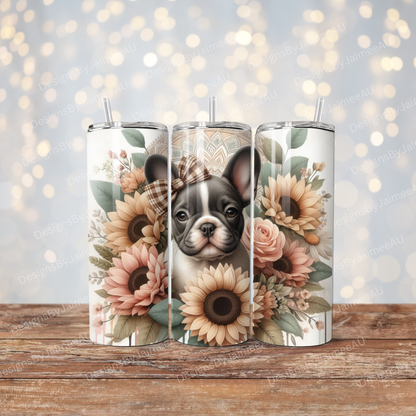 Earthy Boho French Bulldog Digital 20oz Sublimation Tumbler Wrap
