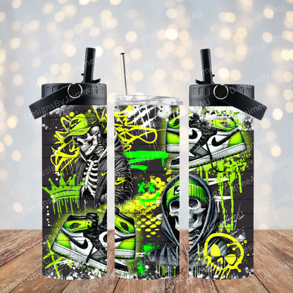 Graffiti Styled Skeleton - Digital 20oz Sublimation Tumbler Wrap