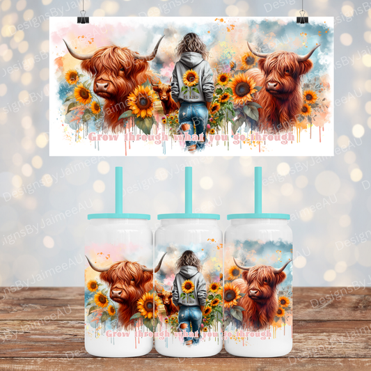 Watercolour Highland Cows - Affirmation Hoodie Digital 16oz Sublimation Design