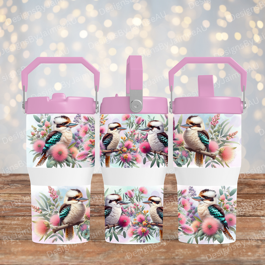 Pastel Kookaburra's - Digital 20oz Tumbler with Flip Lid/Handle