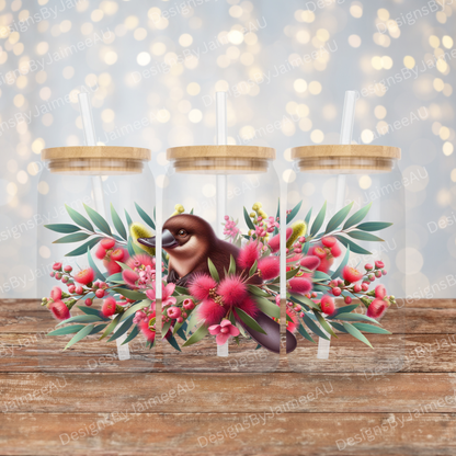 Platypus and Australian Native Flowers 16oz UV DTF Transfer Wrap PNG Image
