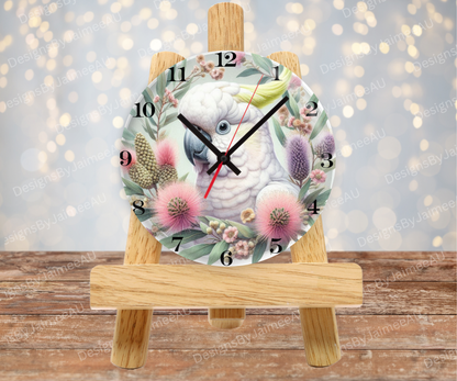 Cockatoo and Aussie Native #3 Digital Sublimation Clock Design