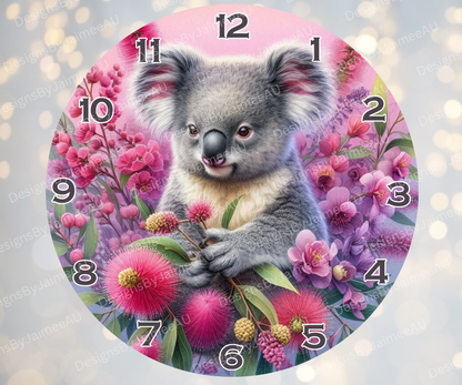Koala and Aussie Native #1 Digital Sublimation Clock Design