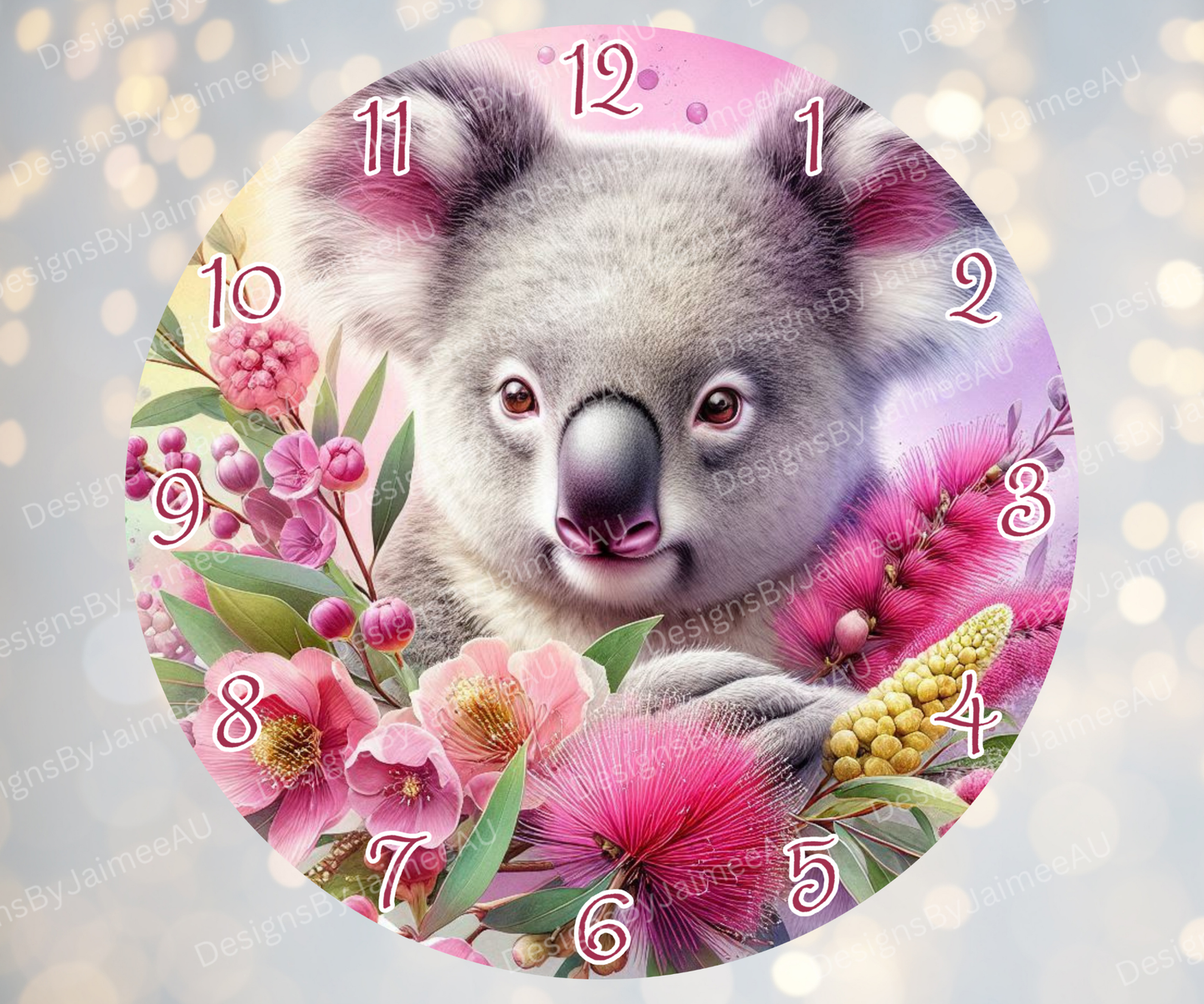 Koala and Aussie Native #2 Digital Sublimation Clock Design