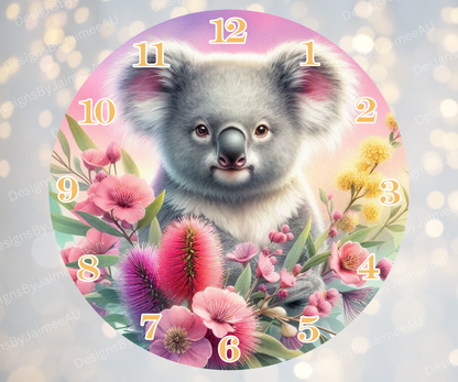 Koala and Aussie Native #3 Digital Sublimation Clock Design