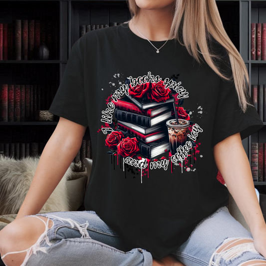 "I Like My Books Spicy and My Coffee Icy" T-Shirt