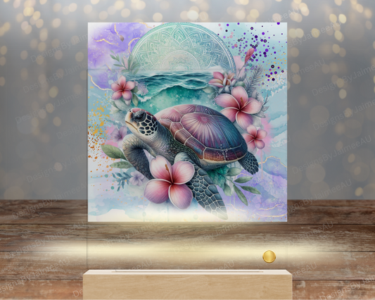 Tropical Turtle - Purple and Aqua - Digital Sublimation Led Light Design