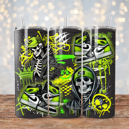 Graffiti Styled Skeleton - Digital 20oz Sublimation Tumbler Wrap