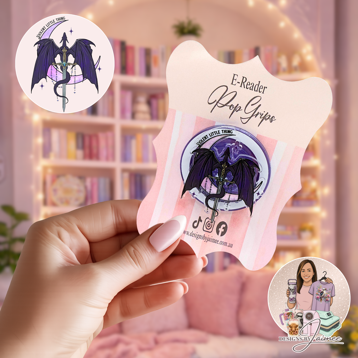 Violent Little Thing | E-Reader Magnetic Grip | Interchangeable Bookish Accessory