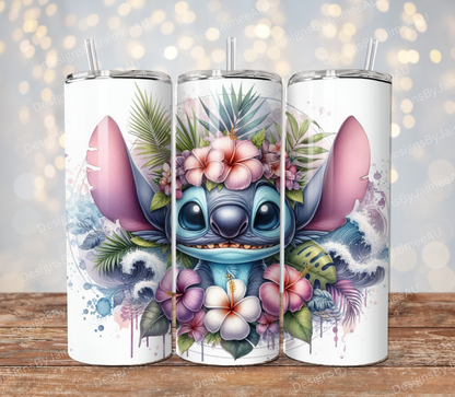 Pastel watercolour Tropical Stitch #3 Digital 20oz Sublimation Tumbler Wrap