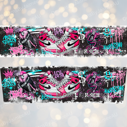Pink Graffiti Styled Skeleton- Digital 20oz Tumbler with Handle Wrap Design