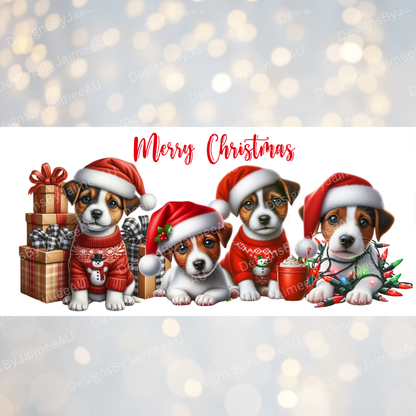 Christmas Jack Russles 16oz UV DTF Transfer Wrap PNG Image