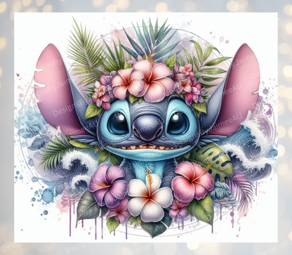 Pastel watercolour Tropical Stitch #3 Digital 20oz Sublimation Tumbler Wrap