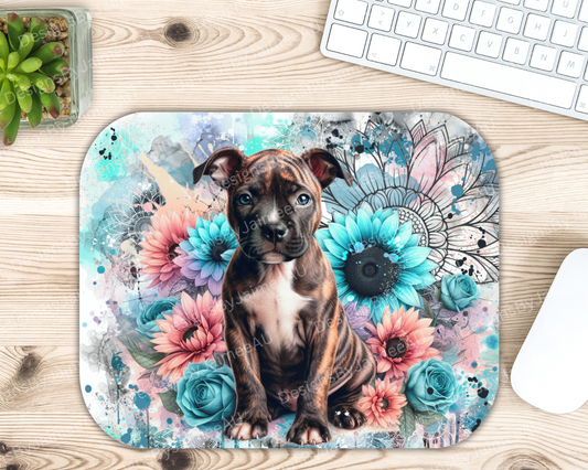 Pastel WaterColour Brindle Staffy #2 Digital Sublimation Mouse Pad Design