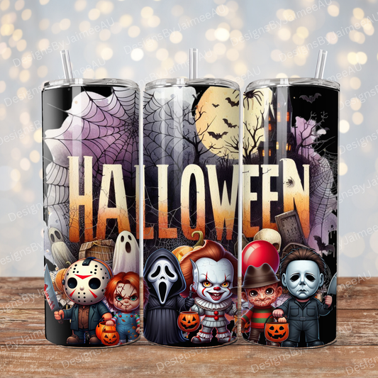 Cute Horror Characters Digital 20oz Sublimation Tumbler Wrap