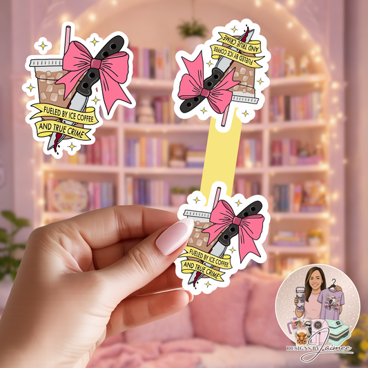 Fuel By Ice Coffee and True Crime| Magnetic Bookmark | Handmade Bookish Accessory