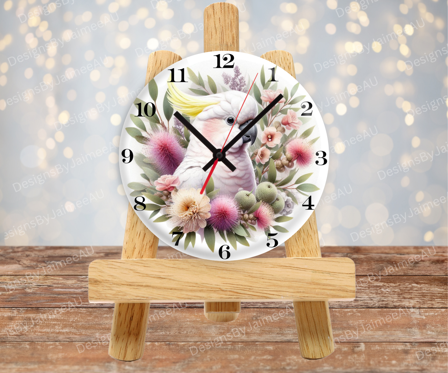 Cockatoo and Aussie Native #5 Digital Sublimation Clock Design