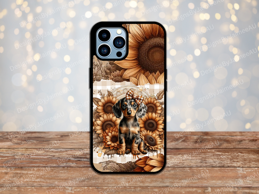 Autumn Browns Dachshund Digital Phone Case Design