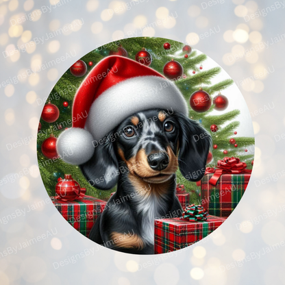 Christmas Dachshund #1 Digital Sublimation Ornament Design