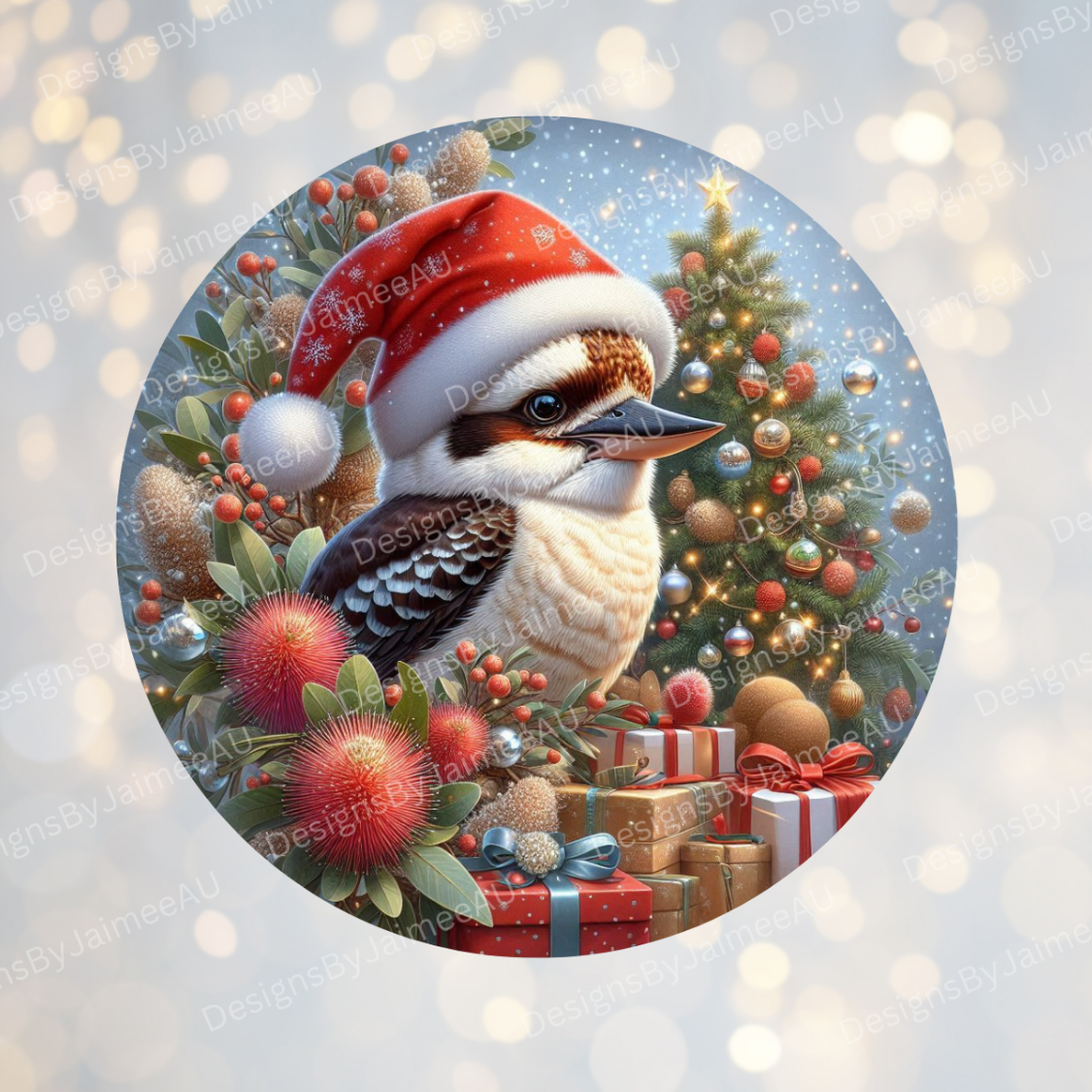 Christmas Kookaburra #3 Digital Sublimation Ornament Design