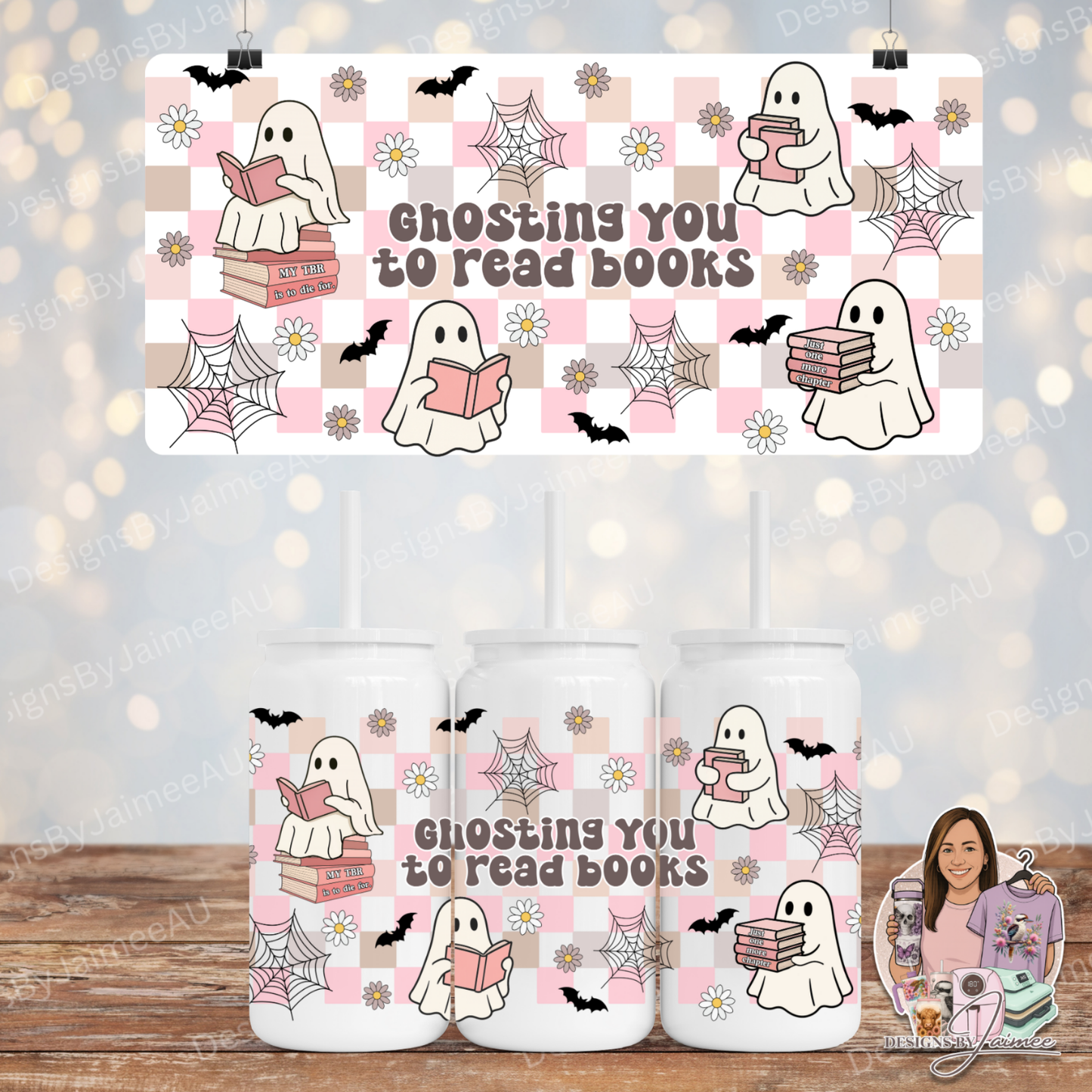 Bookish Ghosts - Digital 16oz Sublimation Design