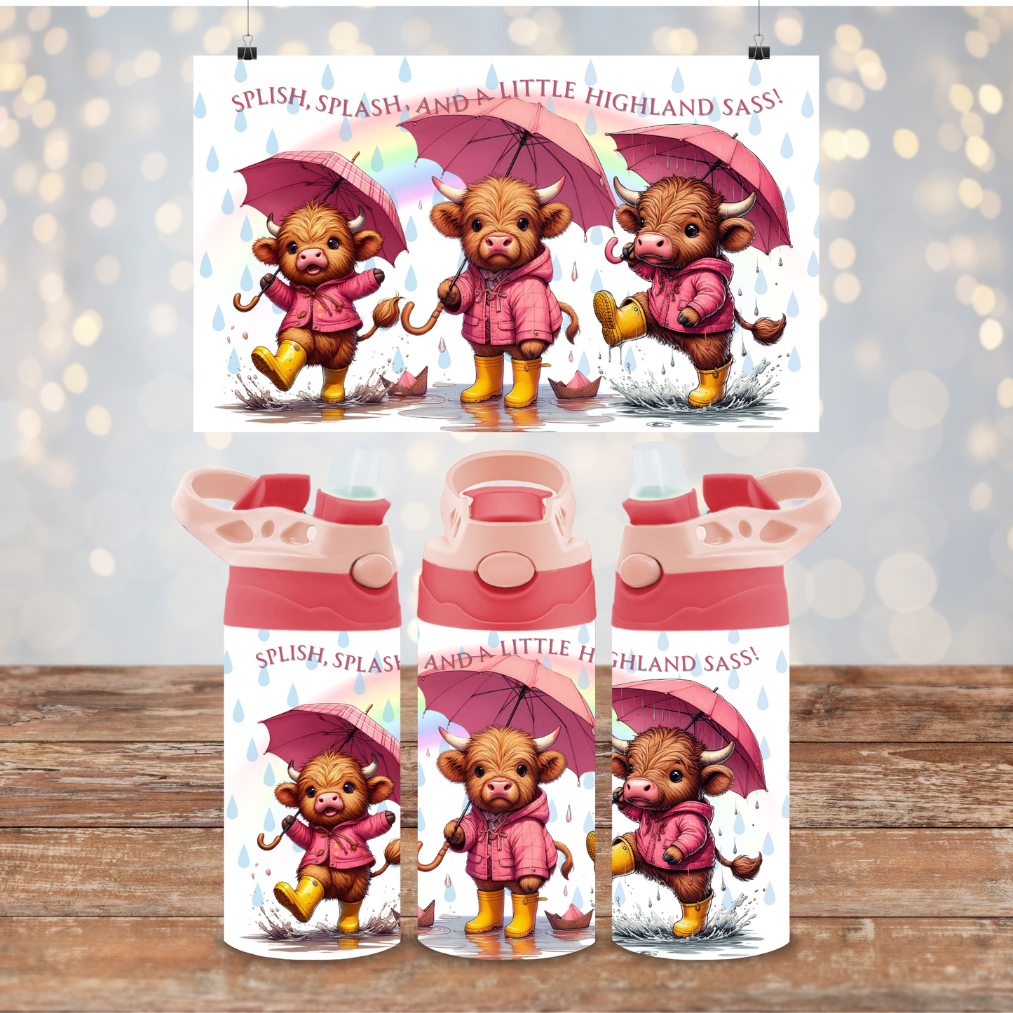 Splish, Splash and a little Highland Sass!- Digital 12oz Kids Sublimation Tumbler Wrap