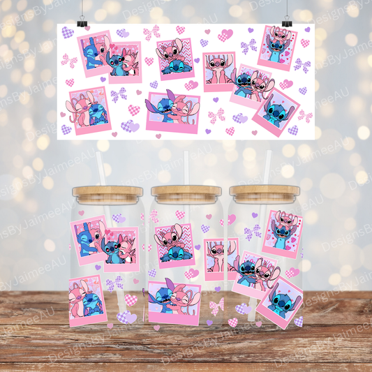 Stitch and Angel - Polaroid Pictures - Digital Download 16oz UV DTF Transfer Wrap PNG Image