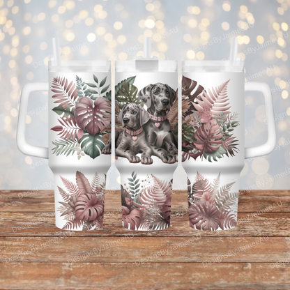 Earthy Pinks and Browns Great Dane Puppies, Tropical 40oz Digital Sublimation Tumbler Wrap