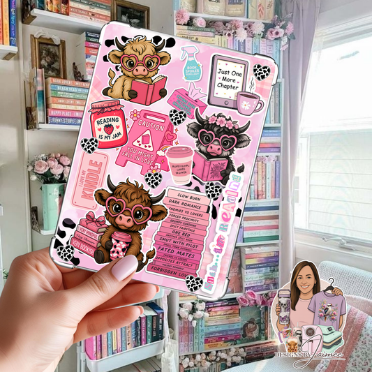 Cute Bookish Highland Cows - Digital Kindle Insert