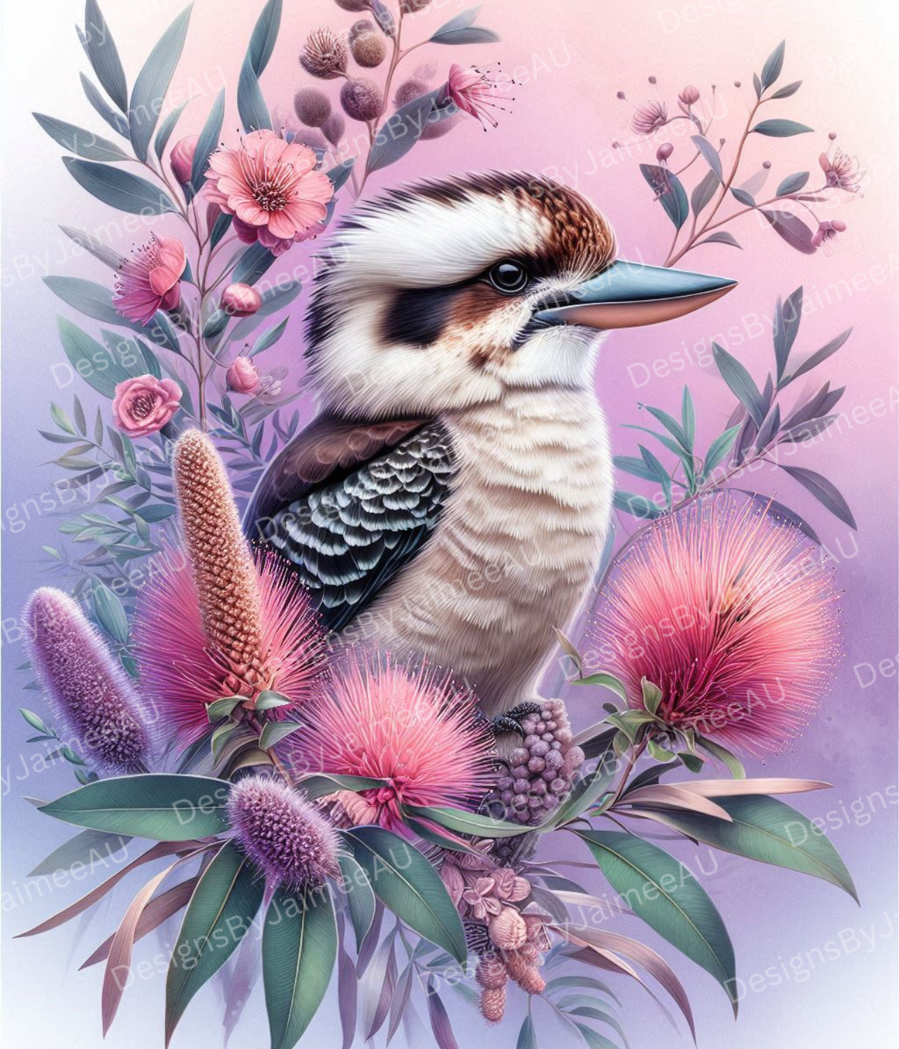 Kookaburra- Pinks and Purple - Digital Sublimation Led Light Design