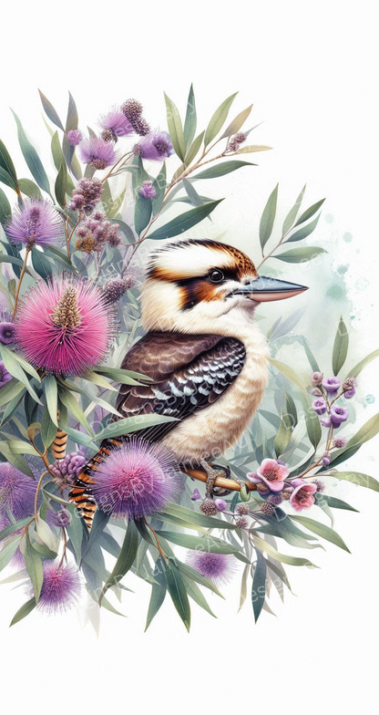 Kookaburra and Australian Natives #5 Digital Phone Case Design