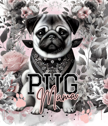 Pug Mama - Pink and Black - Digital Sublimation Led Light Design