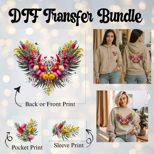 DTF Transfer Bundle – "Native Wings" | Main + Pocket + Sleeve Print