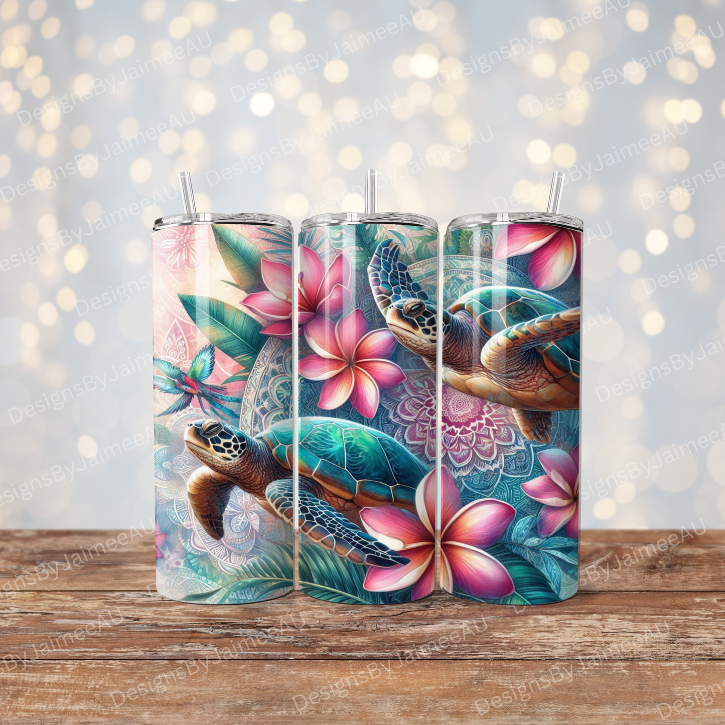 Tropical Watercolour Turtles Digital 20oz Sublimation Tumbler Wrap