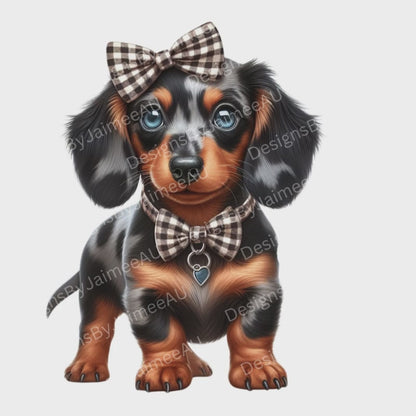45 Dachshund Puppies Digital Transparent Clipart Images