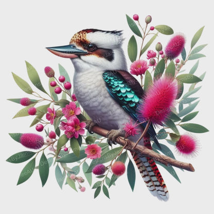 5 Kookaburra And Australian Native Flowers Digital Transparent Clipart Images