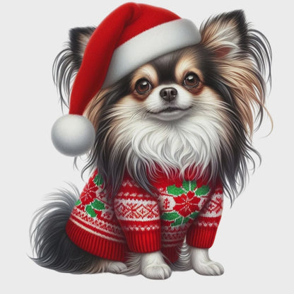 20 Traditional Christmas Chihuahuas Digital Transparent Clipart Images